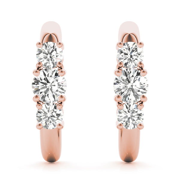18K Rose Gold Lab Diamond 3-Stone Earrings