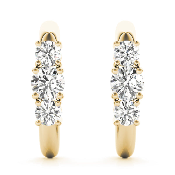 14K Yellow Gold Lab Diamond 3-Stone Earring Pair
