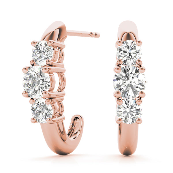 Rose Gold 3-Stone Lab Diamond Earrings