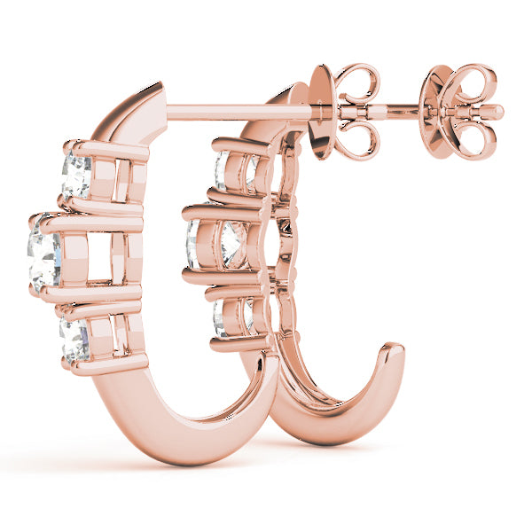 18K Rose Gold Lab Diamond 3-Stone Earrings