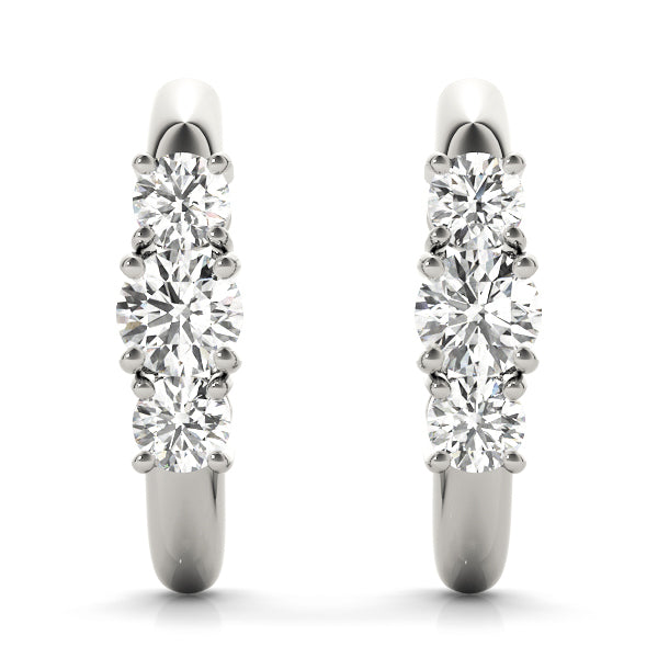 Platinum 1.0 CTW Lab Diamond 3-Stone Earrings