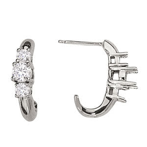 18K White Gold 1 ct Round Diamond Three-Stone Earrings