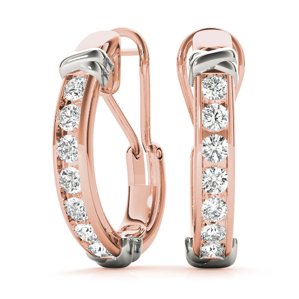 18K Rose Gold Lab Diamond J-Hoop Earrings