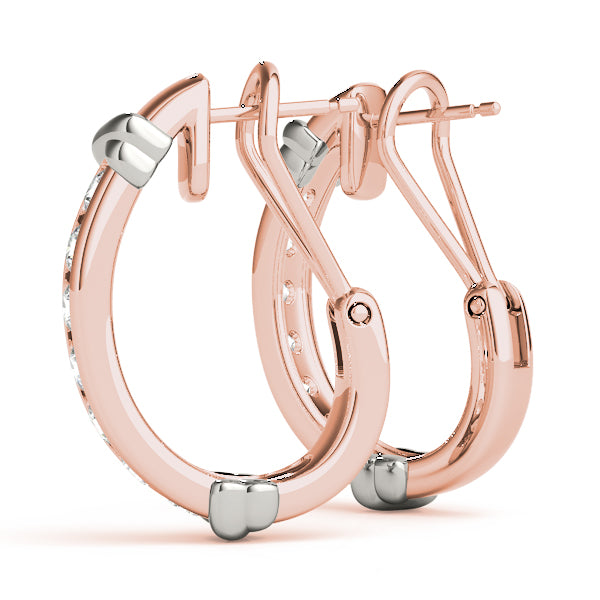 18K Rose Gold Lab Diamond J-Hoop Earrings
