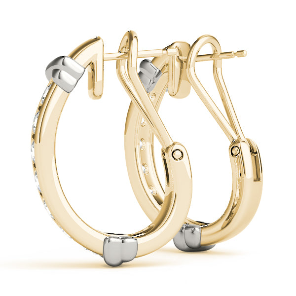 18K Yellow Gold Diamond J-Hoop Earrings