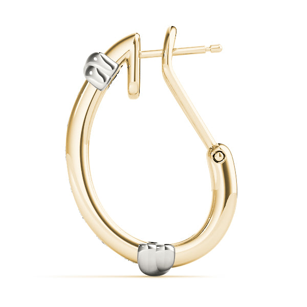 18K Yellow Gold Diamond J-Hoop Earrings