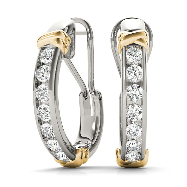 14K White Gold Lab Diamond J-Hoop Earrings