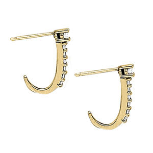 White Platinum Diamond J-Hoop Earrings