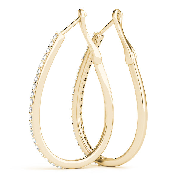 14K Yellow Gold Diamond Hoop Earrings