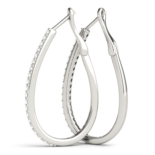 18K White Gold Diamond Hoop Earrings