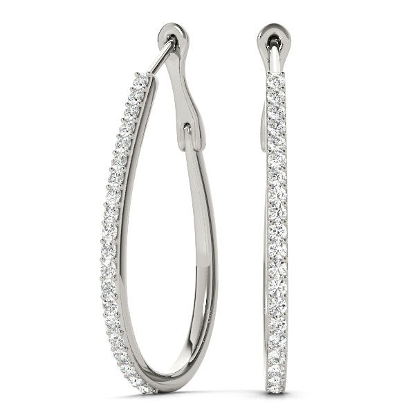 Platinum Diamond Hoop Earrings - Lab Created