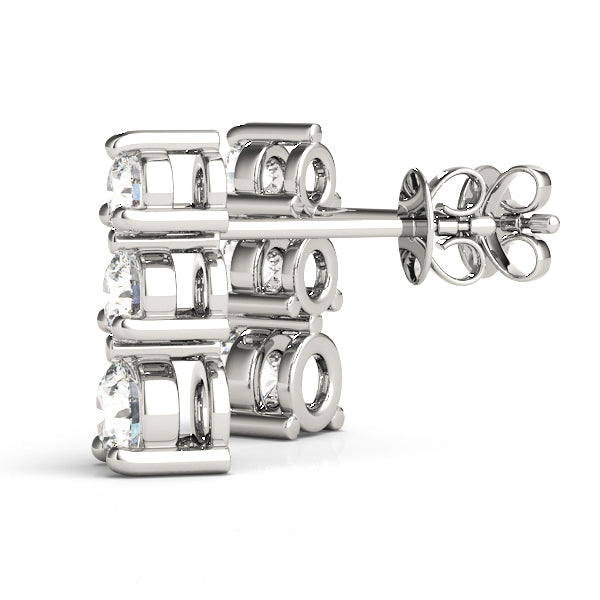 White Gold Lab Diamond 3-Stone Earrings