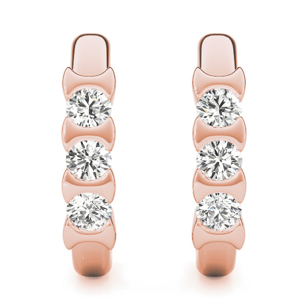 3-Stone Lab Diamond Rose Gold Earrings