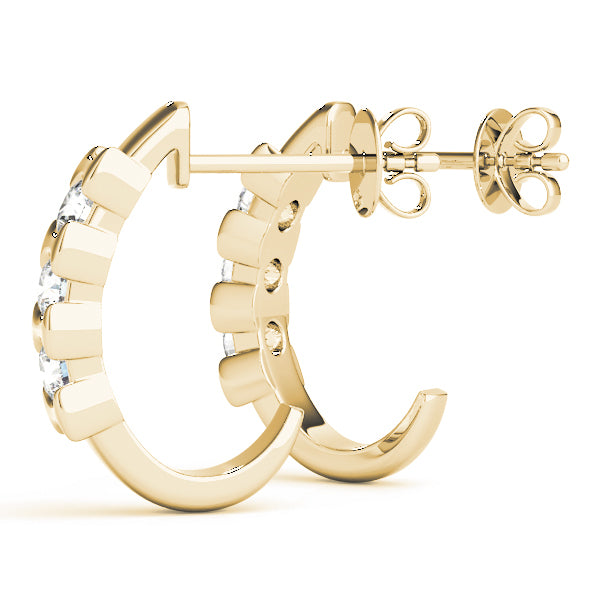 18K Yellow Gold Lab Diamond 3-Stone Earrings