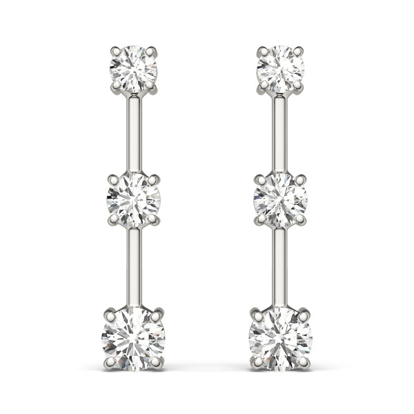 Lab Diamond 3-Stone Round Brilliant Earring Pair