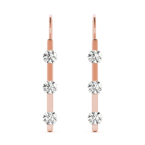 18K Rose Gold Lab Diamond Trio Earrings