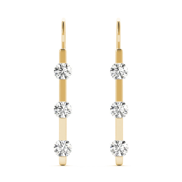 18K Yellow Gold Lab Diamond 3-Stone Earring Pair