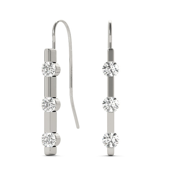 White 18K Gold Lab Diamond 3-Stone Earrings