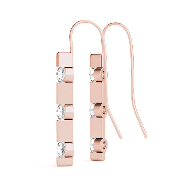 3-Stone Lab Diamond Rose Gold Earrings