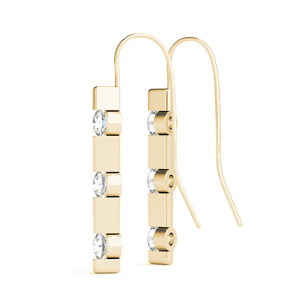 18K Yellow Gold Lab Diamond 3-Stone Earring Pair