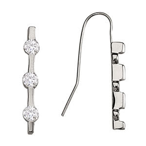 Platinum 0.51 ct Three Stone Diamond Stud Earrings