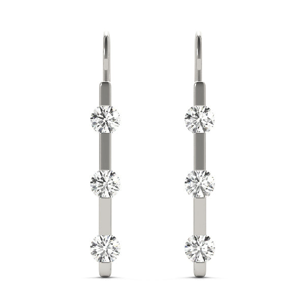 White 18K Gold Lab Diamond 3-Stone Earrings