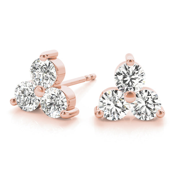 18K Rose Gold Lab Diamond Trio Earrings