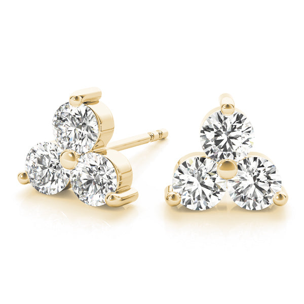 14K Yellow Gold Lab Diamond 3-Stone Earrings