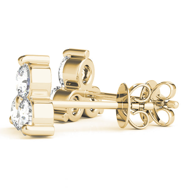 18K Yellow Gold Lab Diamond 3-Stone Earrings
