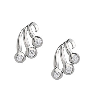 18K White Gold Lab Diamond 3-Stone Earrings