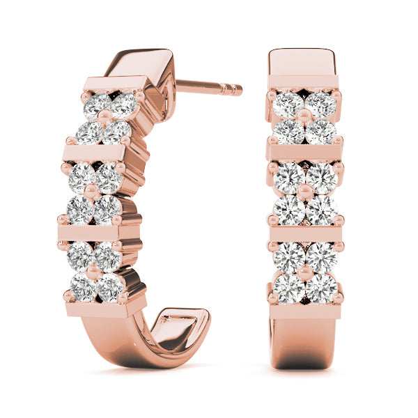 Rose Gold Lab Diamond J-Hoop Earrings 0.24ctw