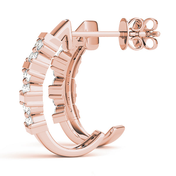 Rose Gold Lab Diamond J-Hoop Earrings 0.24ctw