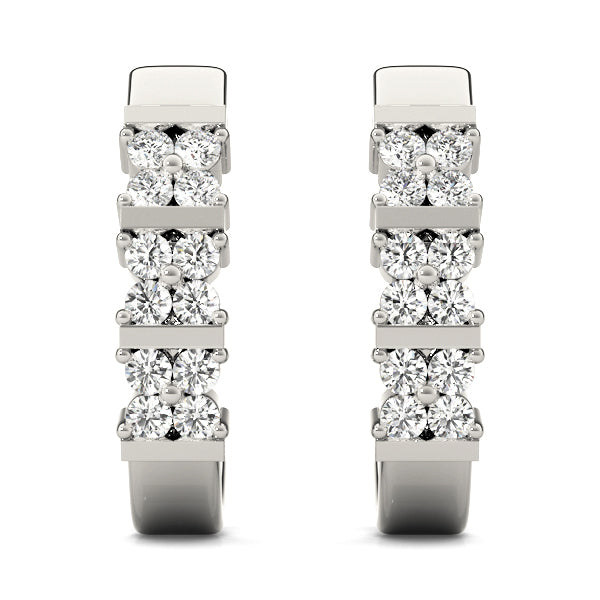 18K White Gold Lab Diamond J-Hoop Earrings