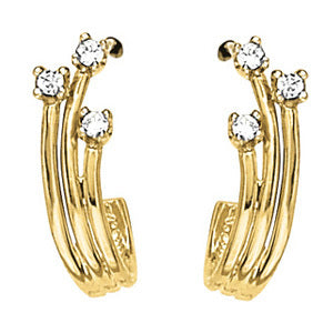 White Platinum 3-Stone Lab Diamond Earrings