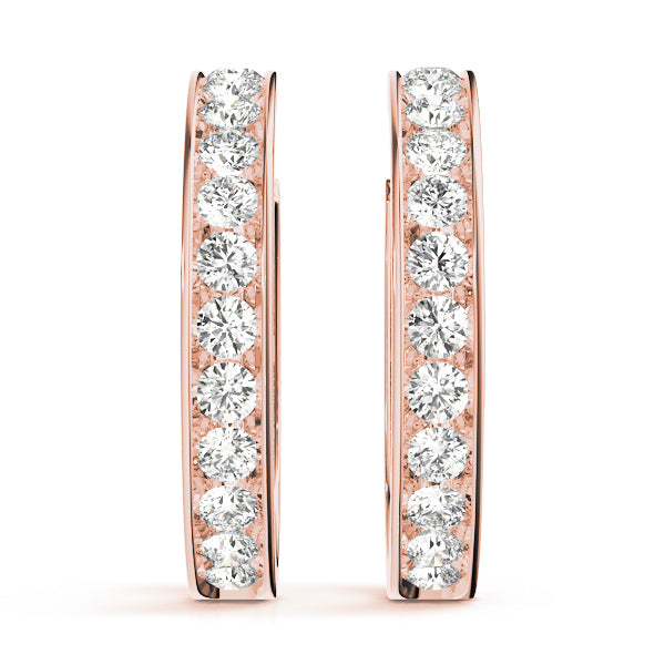 14K Rose Gold Lab Diamond Hoop Earrings