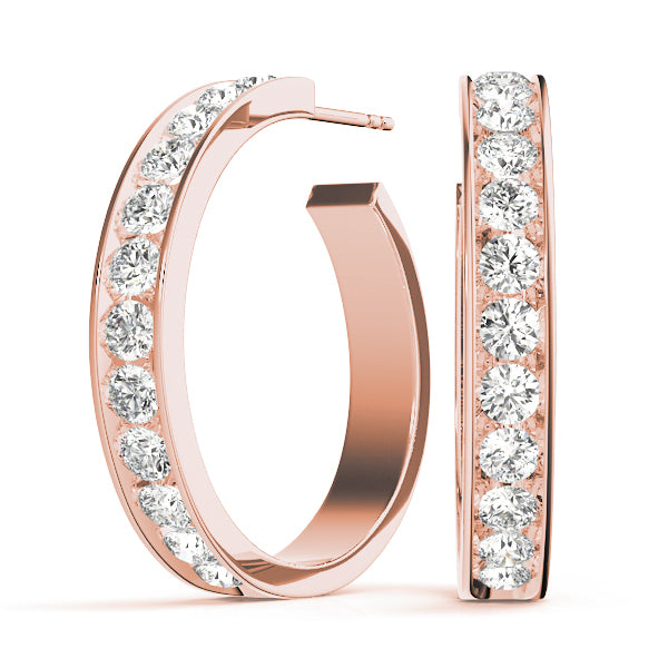 14K Rose Gold Lab Diamond Hoop Earrings