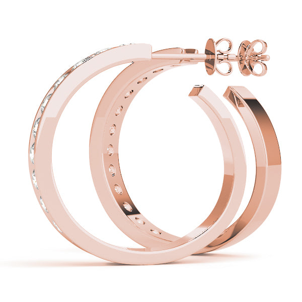 14K Rose Gold Lab Diamond Hoop Earrings
