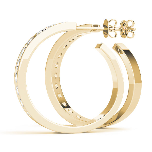 14K Yellow Gold Diamond Hoop Earrings
