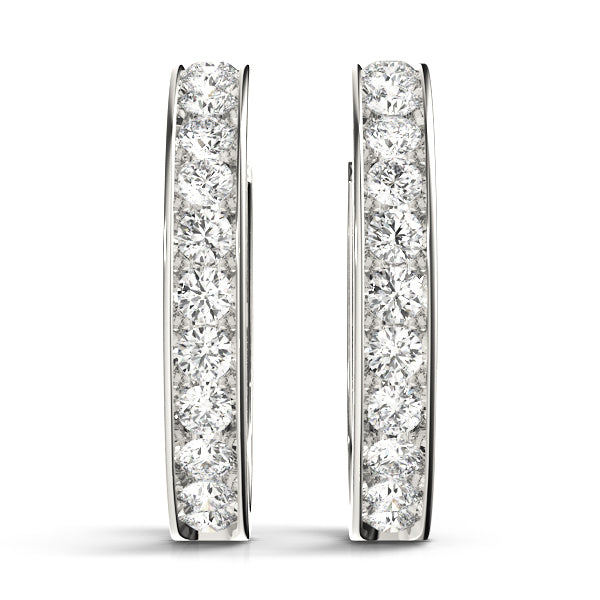 Platinum White Diamond Hoop Earrings