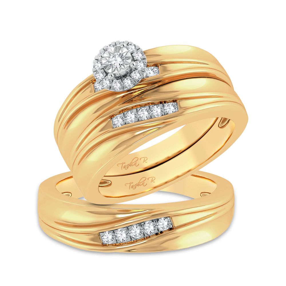 14k Yellow Gold 0.20ct Lab Diamond Trio Wedding Set
