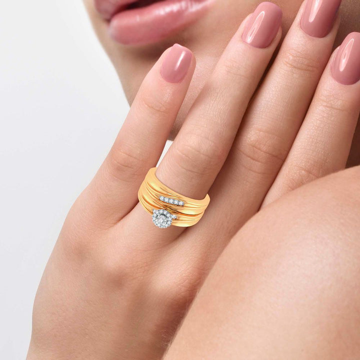 14k Yellow Gold 0.20ct Lab Diamond Trio Wedding Set