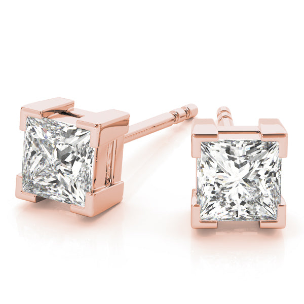 Rose Gold Lab Diamond Square Stud Earrings