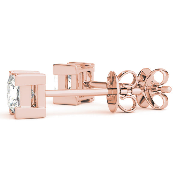 Rose Gold Lab Diamond Square Stud Earrings