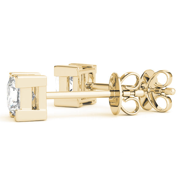 18K Yellow Gold 0.1CT Square Diamond Stud Earrings