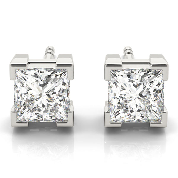 14K White Gold 0.1CT Square Diamond Stud Earrings
