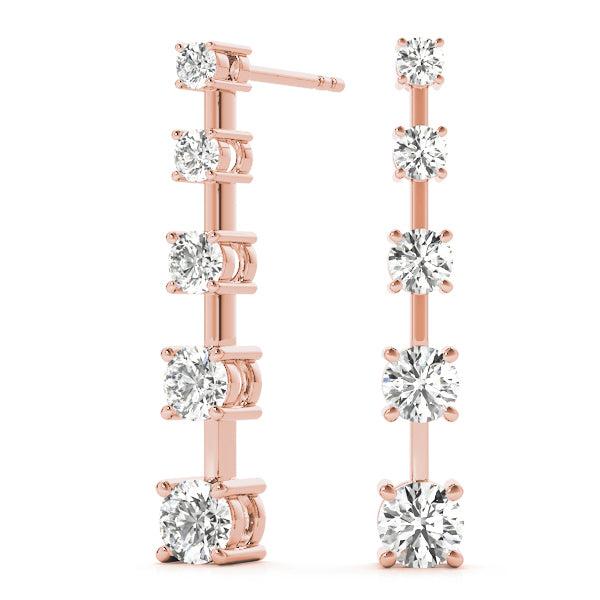 18K Rose Gold Lab Diamond Journey Earrings
