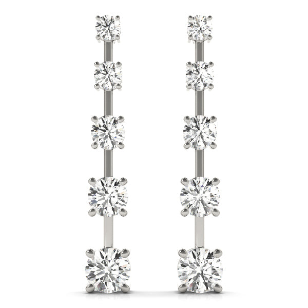 14K White Gold Lab Diamond Journey Earrings