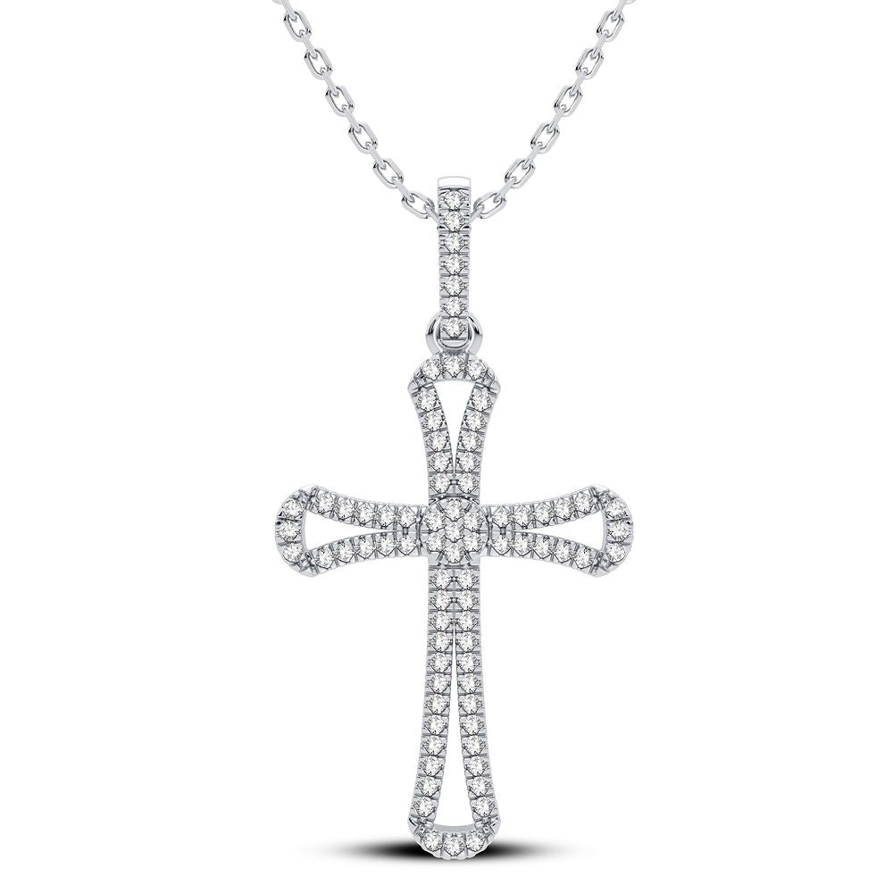 Delicate 10k White Gold Lab Diamond Womens Pendant
