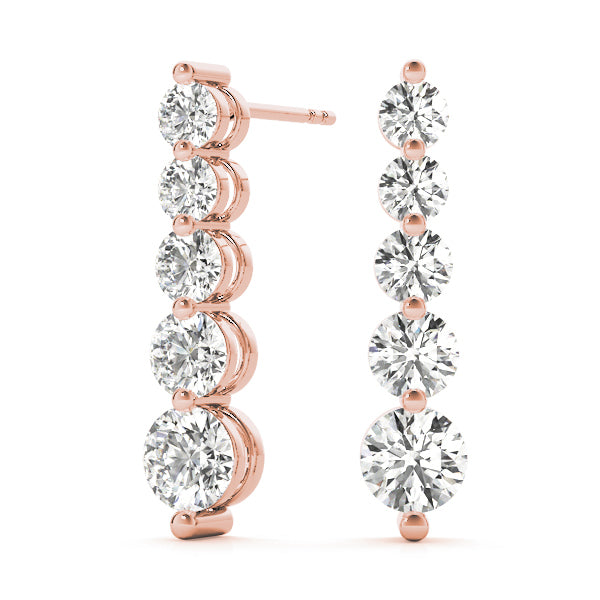 14K Rose Gold Lab Diamond Journey Earrings