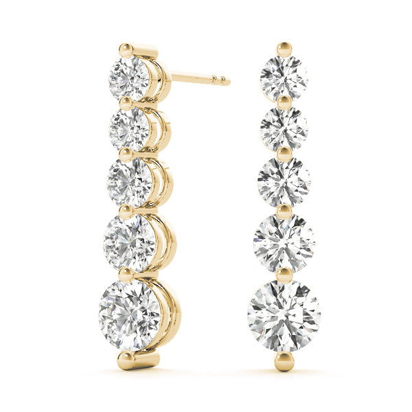 14K Yellow Gold Lab Diamond Journey Earrings